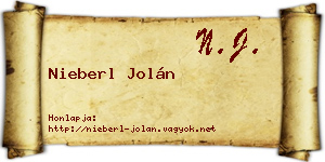 Nieberl Jolán névjegykártya