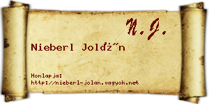 Nieberl Jolán névjegykártya